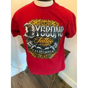 Dyse One Tattoo California Men’s Red Short Sleeve Shirt Size XL